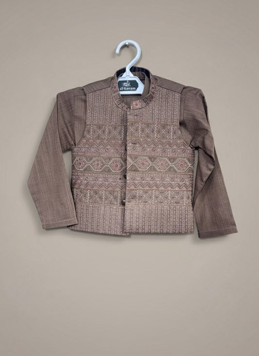 Boys Traditional Kurta with Embroidered Vest | Sizes 14–30