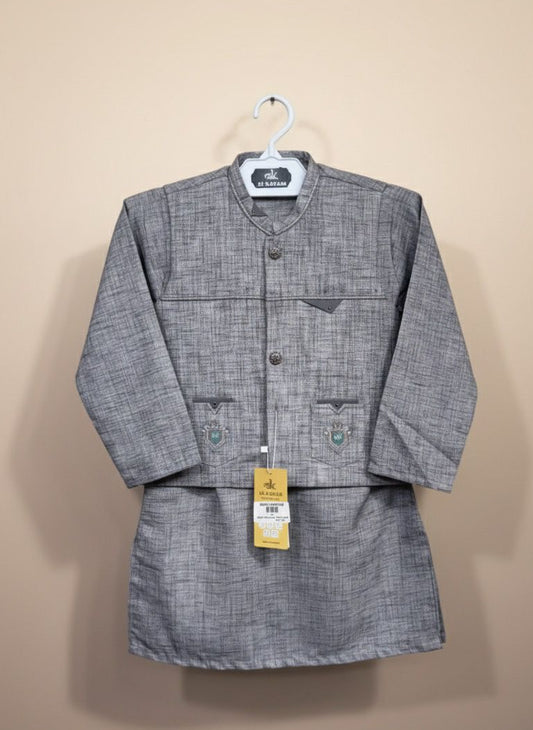 Boys Traditional Kurta with Embroidered Vest | Sizes 18–26