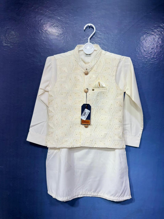 Boys Traditional Kurta with Embroidered Vest | Sizes 18–30